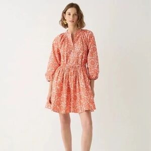 J.Crew Ruffle-collar mini dress in cotton poplin floral bouquet Orange white XS